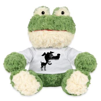 Kleiner schwarzer Hund und großes Maul - MiniFeet® Frosch Torge - Weiß - Vorne
