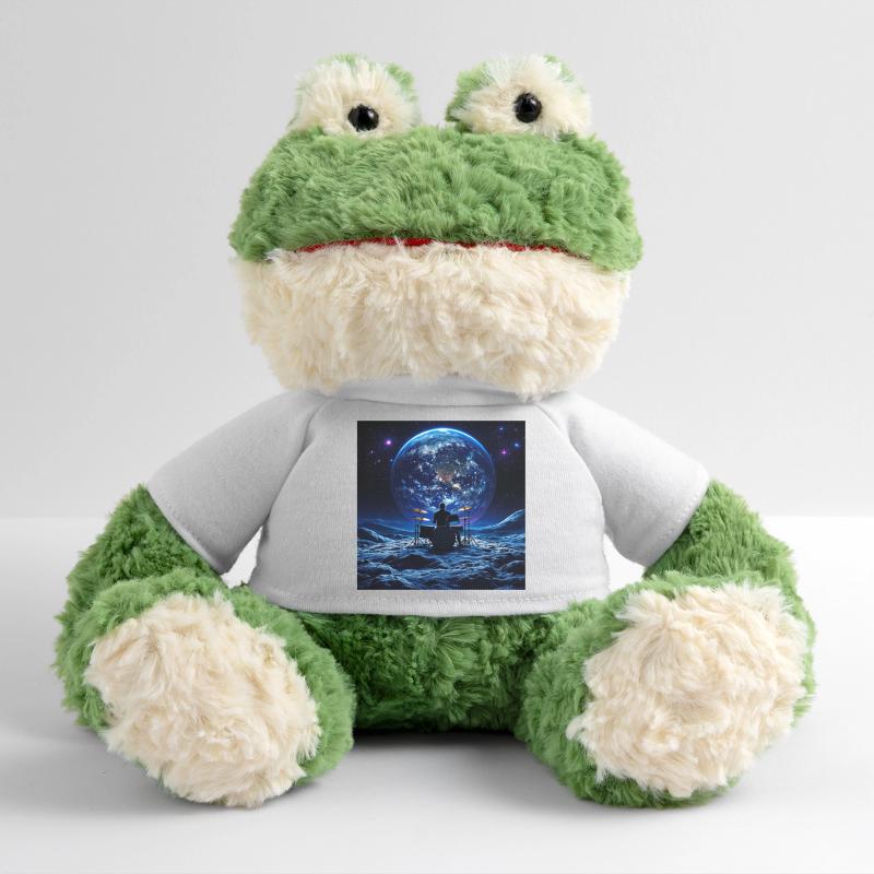 Batteur sur la Lune devant la Terre dans l’espace Grenouille Torge MiniFeet®