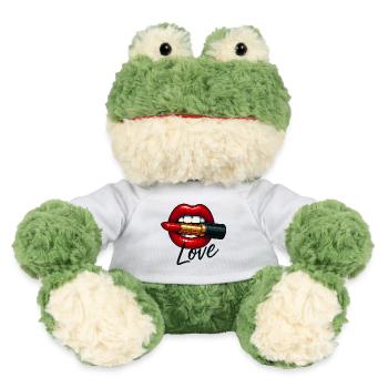 Kiss Lips with Lipstick and Love Font - MiniFeet® Frog Torge - white - Front