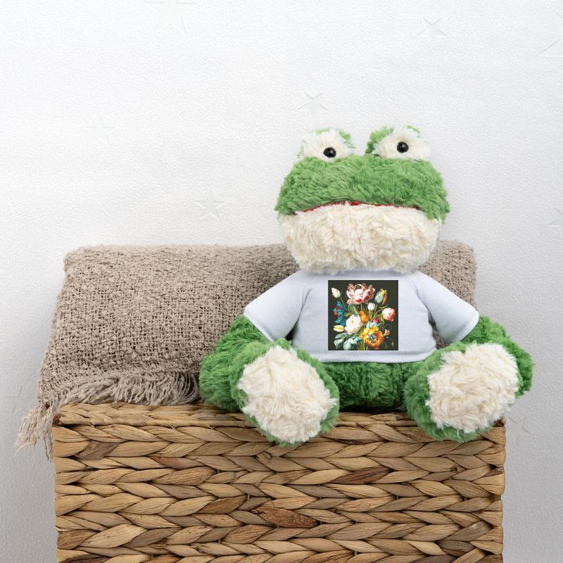 Strukturierte Blumenkomposition auf Schwarz  MiniFeet® Frosch Torge