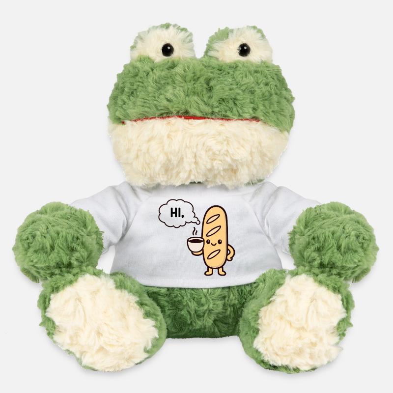 Baguette Café Mascotte Chaleureuse - Grenouille Torge MiniFeet® - blanc