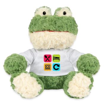 Essen, schlaf, Programm wiederholen, lustiger Zitatcode - MiniFeet® Frosch Torge - Weiß - Vorne