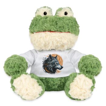 Black Wolf Under Golden Moon - MiniFeet® Frog Torge - white - Front