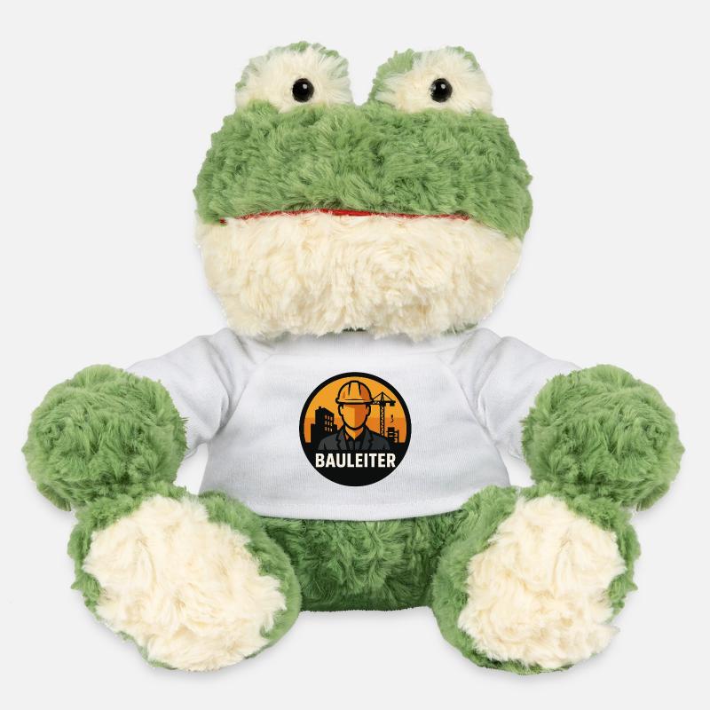 Icône du constructeur : ouvrier du bâtiment chez une grue de construction - Grenouille Torge MiniFeet® - blanc