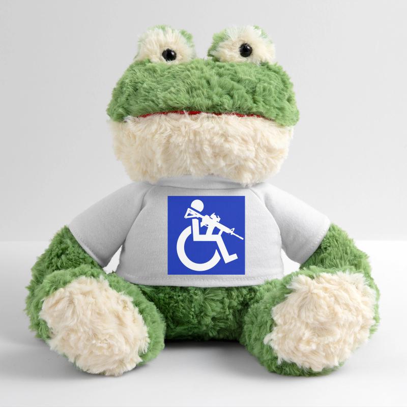 Bild eines Rollstuhlfahrers mit einem Gewehr # MiniFeet® Frosch Torge