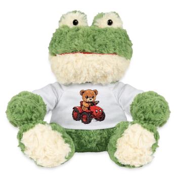 Ours en peluche sur tracteur rouge - Grenouille Torge MiniFeet® - blanc - Devant
