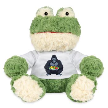 Gorilla mit Gemüseplatte lustiges Tier Motiv - MiniFeet® Frosch Torge - Weiß - Vorne
