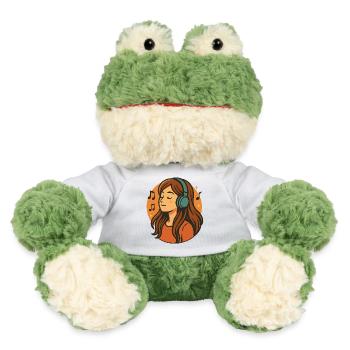 Girl Listening to Relaxed Music with Headphones - MiniFeet® Frog Torge - white - Front