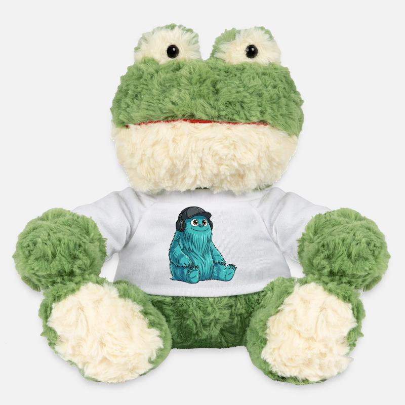Monster Fluffonster® - DJ Fluffo s’assoit - Grenouille Torge MiniFeet® - blanc