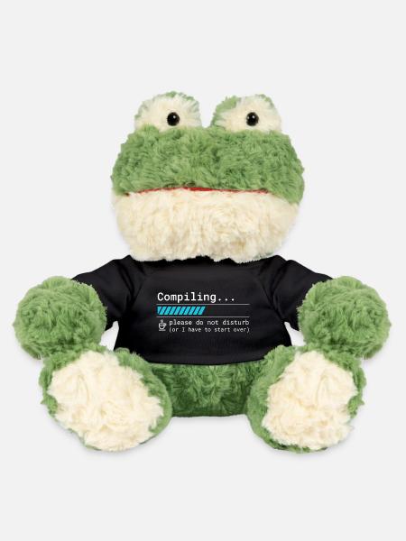 Lustiges Programmierer T-Shirt - Compiling Please - MiniFeet® Frosch Torge - Schwarz