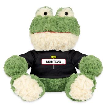 Montcuq T-Shirt Straßenschilder-Humor - MiniFeet® Frosch Torge - Schwarz - Vorne