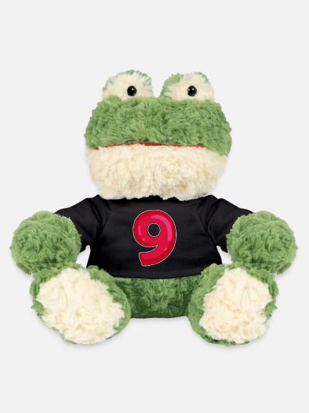 NEUN - 9 - Ziffer rot - MiniFeet® Frosch Torge - Schwarz