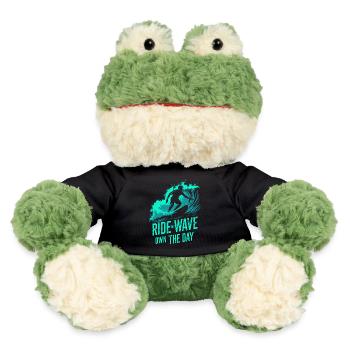 Surfer Ride the Wave – Own the Day Saying - MiniFeet® Frog Torge - black - Front