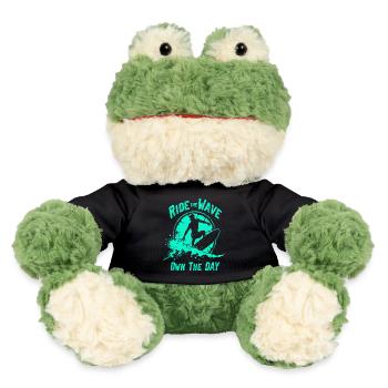 Surfer Ride the Wave – Own the Day Saying - MiniFeet® Frog Torge - black - Front