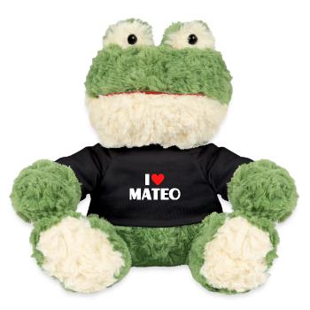 I love Mateo Red Heart Love Fan Gift - MiniFeet® Frog Torge - black - Front