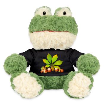 leuchtend braune Kastanien mit Kastanienblatt - MiniFeet® Frosch Torge - Schwarz - Vorne