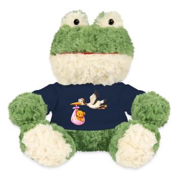 Baby Girl Stork with Teddy in Cloth Gift - MiniFeet® Frog Torge - french navy - Front