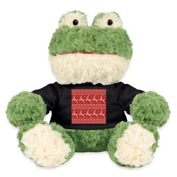 Red Ugly Sweater Christmas Flying Reindeer - MiniFeet® Frog Torge - black - Front