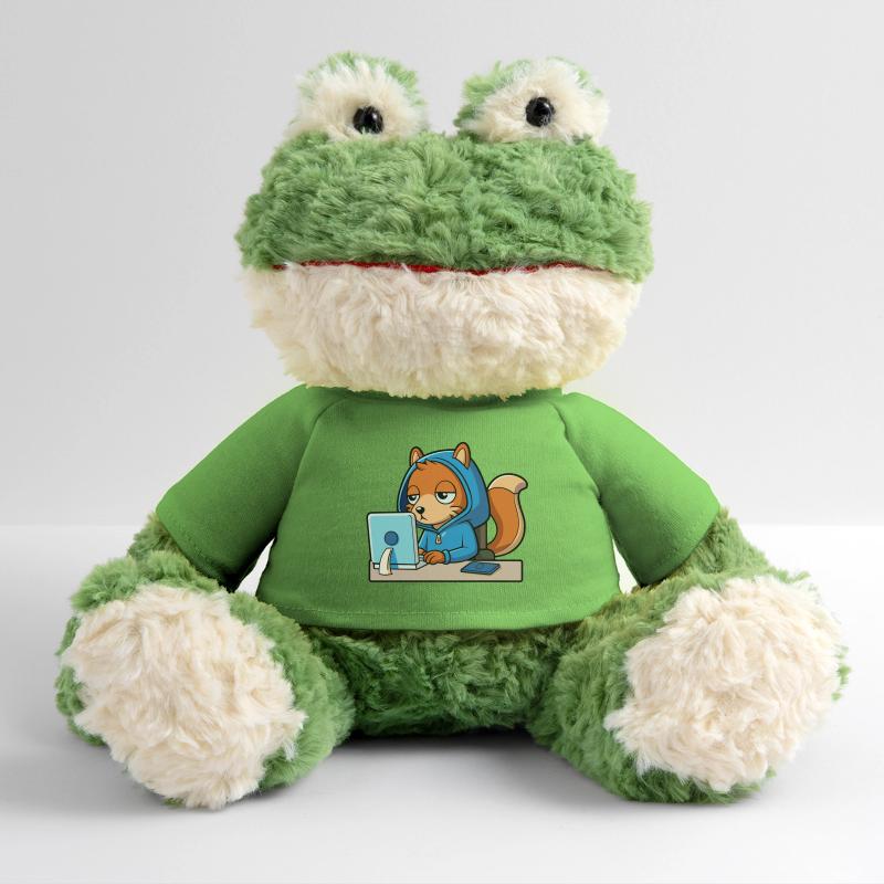 Mignon hacker écureuil dans un sweat à capuche devant le PC Grenouille Torge MiniFeet®
