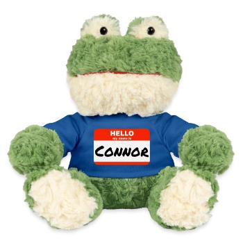 Hello My Name Is Connor Label Name Tag - MiniFeet® Frog Torge - royal blue - Front