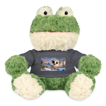 Fluffy snowy owl with googly eyes in flight - MiniFeet® Frog Torge - sun yellow - Front