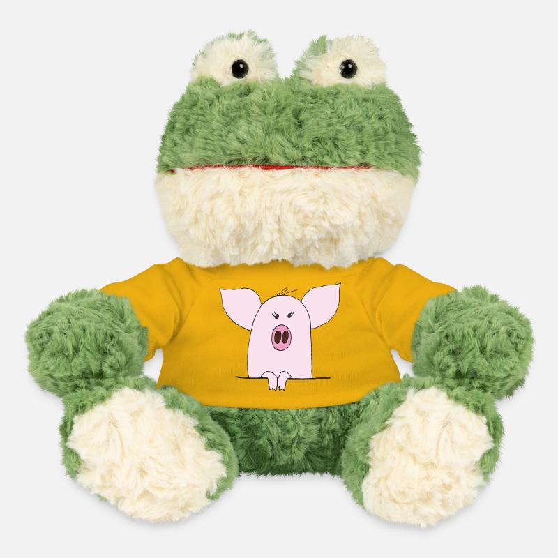 Cuddly Pink Pig Cartoon - MiniFeet® Frog Torge - sun yellow