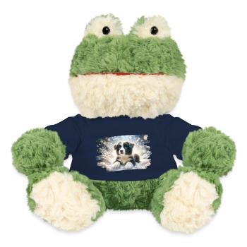 Rêve d’hiver avec chiot border colly dans la neige - Grenouille Torge MiniFeet® - bleu marine - Devant