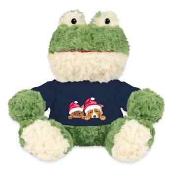 Guckende rote Katze und Hund mit Weihnachtsmannmützen - MiniFeet® Frosch Torge - French Navy - Vorne
