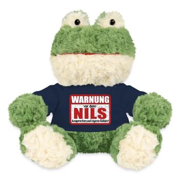 Nils Name Lustiges Warnschild - MiniFeet® Frosch Torge - French Navy - Vorne
