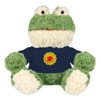 bunte Blume mit Sonnenblumen, Blumenranke, blumig - MiniFeet® Frosch Torge - French Navy - Vorne