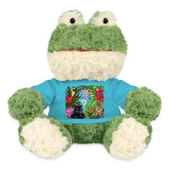Jungle picture with two macaws and big cats - MiniFeet® Frog Torge - atoll blue - Front
