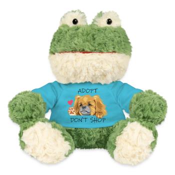 Spähender winkender trauriger Pekinesenhund - MiniFeet® Frosch Torge - Atollblau - Vorne