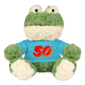jahre alt, 50 leuchtende Farbe, gratulieren - MiniFeet® Frosch Torge - Atollblau - Vorne