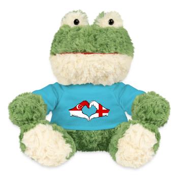 Singapur England Flagge Hände Herzform - MiniFeet® Frosch Torge - Atollblau - Vorne