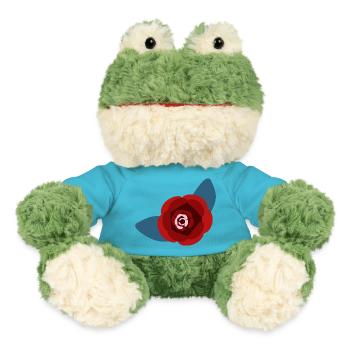 Rote Kamelienblüte - MiniFeet® Frosch Torge - Atollblau - Vorne