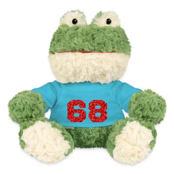 Nummer 68 Roter Glitzer - 68-jähriges Jubiläum - MiniFeet® Frosch Torge - Atollblau - Vorne