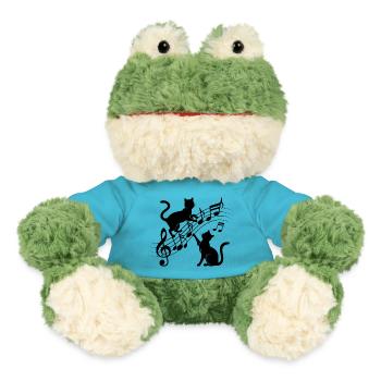 Motif chats noirs jouant avec note de musique - Grenouille Torge MiniFeet® - bleu outremer - Devant