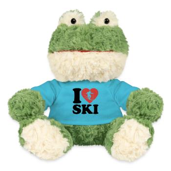 I Love Ski, Apres Ski, Wintersport, Herz - MiniFeet® Frosch Torge - Atollblau - Vorne