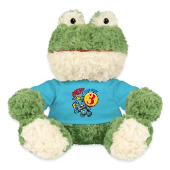 Kleiner lustiger Roboter dritter Geburtstag - MiniFeet® Frosch Torge - Atollblau - Vorne