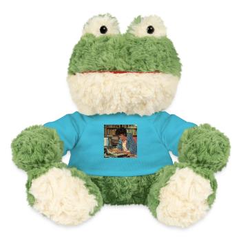 80er Jahre Anime Typ beruhigender hochwertiger Modedruck - MiniFeet® Frosch Torge - Atollblau - Vorne