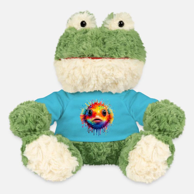 Farbexplosion Pufferfisch Kunstdruck - MiniFeet® Frosch Torge - Atollblau
