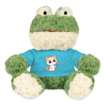Chat kawaii et fleur pastel - Grenouille Torge MiniFeet® - bleu outremer - Devant