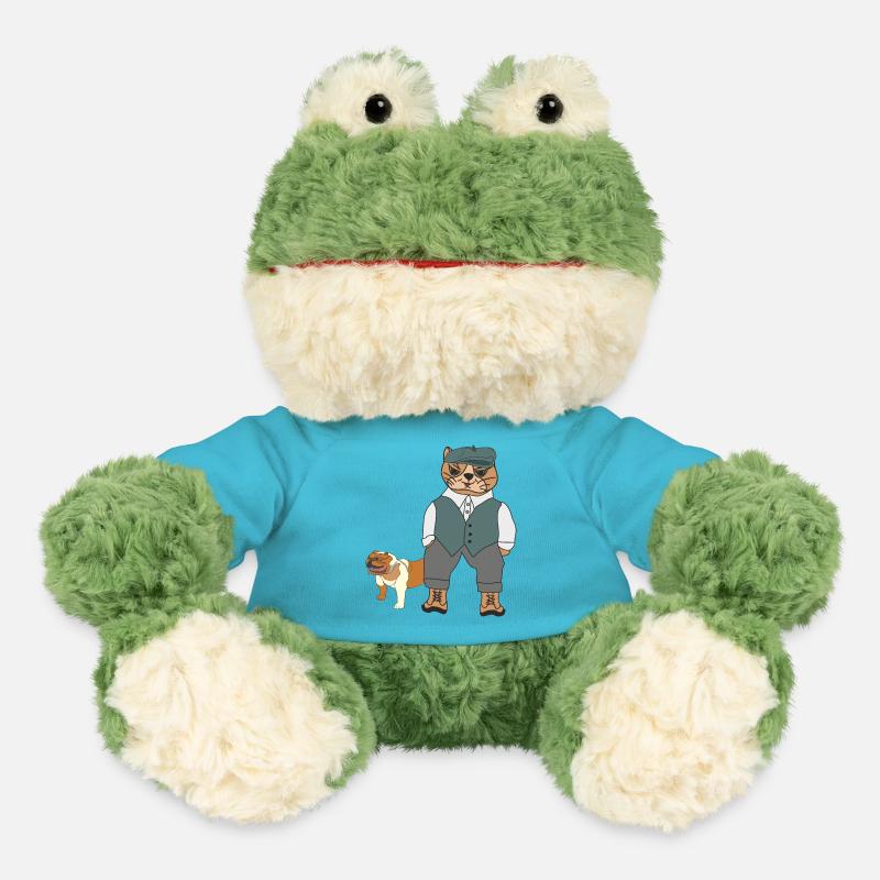 Chat élégant avec bouledogue anglais - Grenouille Torge MiniFeet® - bleu outremer