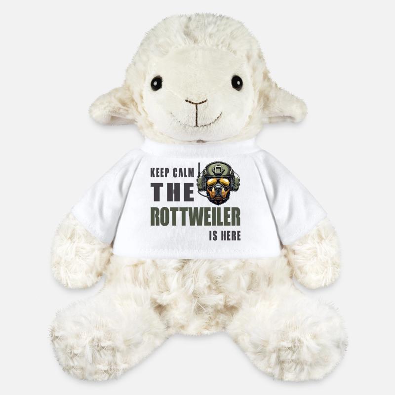 Rottweiler – Conception Keep Calm - Mouton en peluche Annika MiniFeet® - blanc