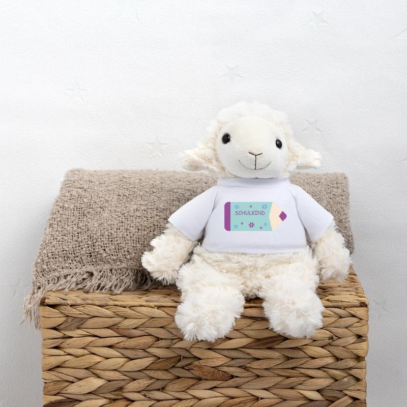 Crayon de couleur - menthe pourpre avec des fleurs - écolier Mouton en peluche Annika MiniFeet®