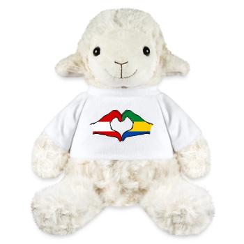 Austria Gabon Flag Hands Heart Shape Used - MiniFeet® Sheep Annika - white - Front