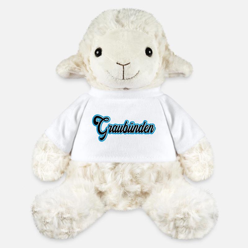 Graubünden Script with Blue Outline - MiniFeet® Sheep Annika - white