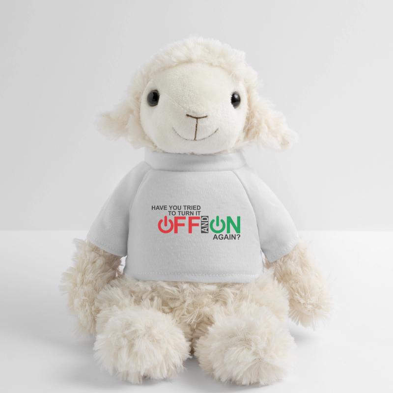 Conception de typographie vibrante du bouton d’alimentation Mouton en peluche Annika MiniFeet®