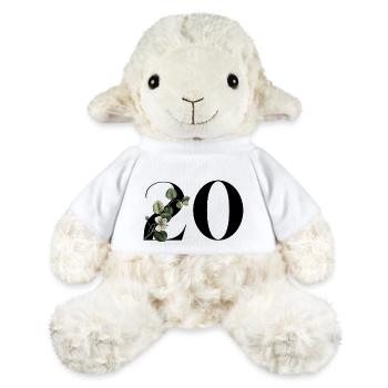 Numéro 20 floral vert -20e anniversaire floral - Mouton en peluche Annika MiniFeet® - blanc - Devant