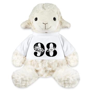 Number 98 Black Floral - 98th Floral Birthday - MiniFeet® Sheep Annika - white - Front